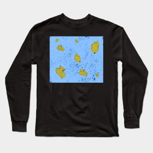 Yellow leaf on blue bg Long Sleeve T-Shirt